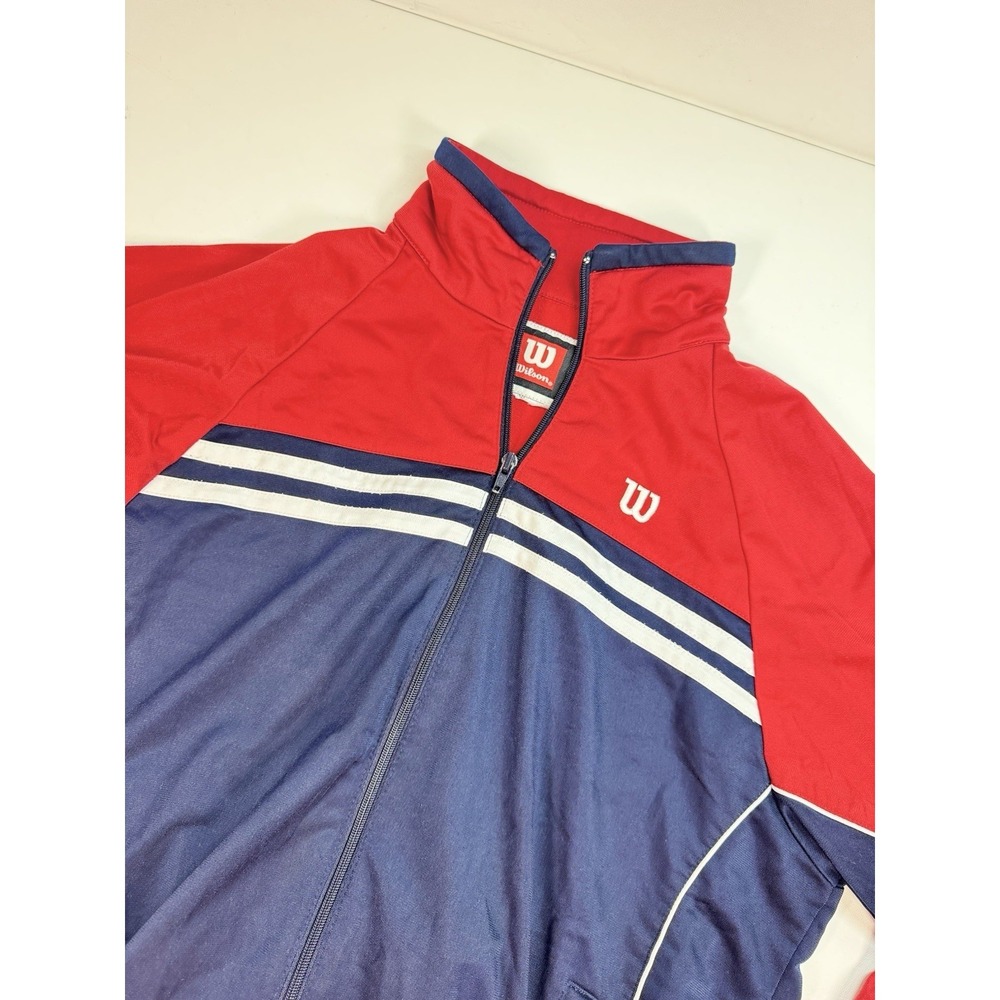 Vintage Wilson Track Jacket Mens Small Red Blue Full Zip Y2K Warm Up Athletic